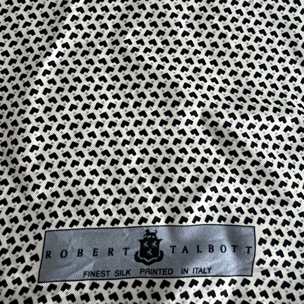 Robert Talbott Black And White Patterned Handkerc… - image 2